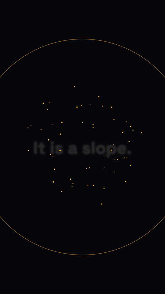 A thin shockwave ring with particles converging on a line of text