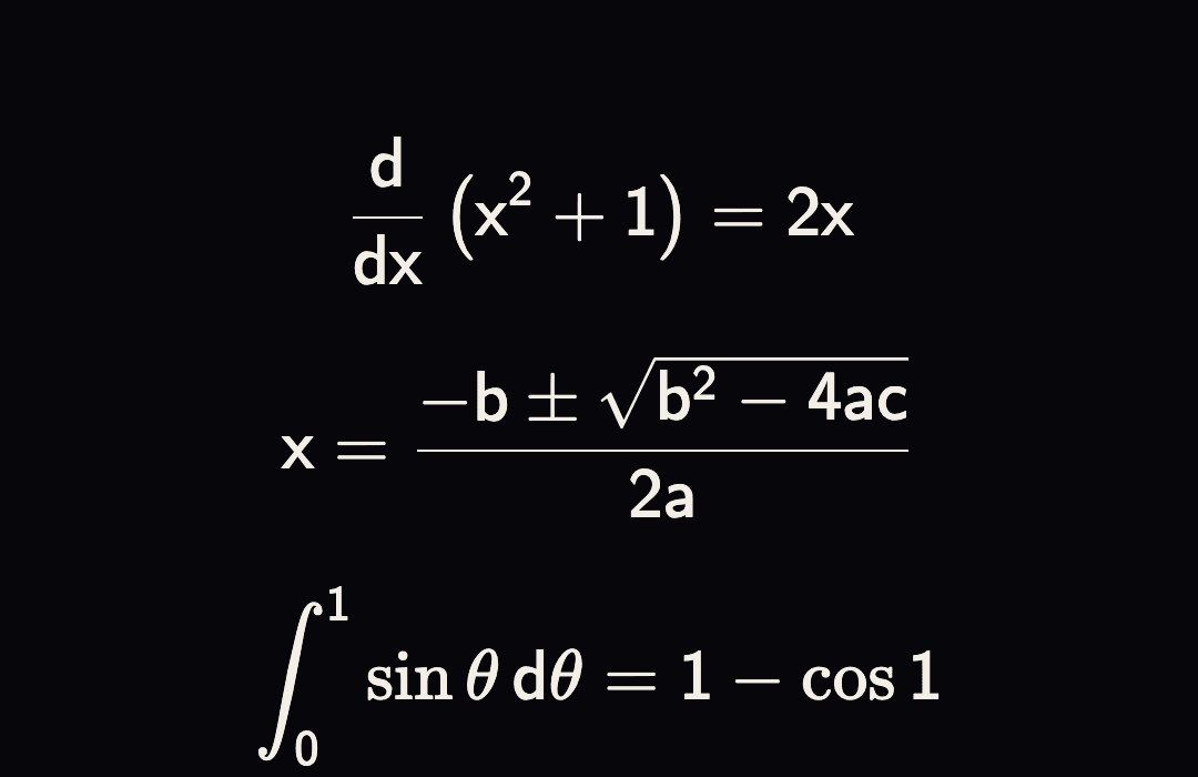 The same equations in KaTeX with \mathsf: serif sin, cos and theta, upright variables
